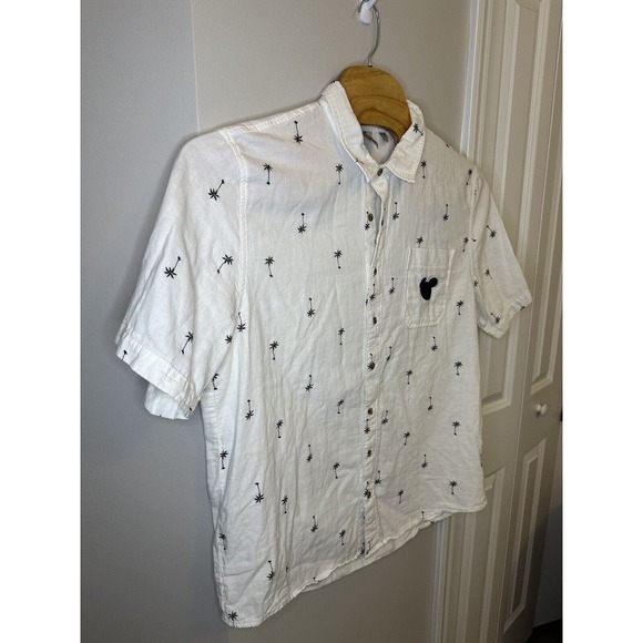Disney Junk Food Button Up Shirt Men's XL Mickey Mouse Hawaiian Palm Trees White - Picture 5 of 8